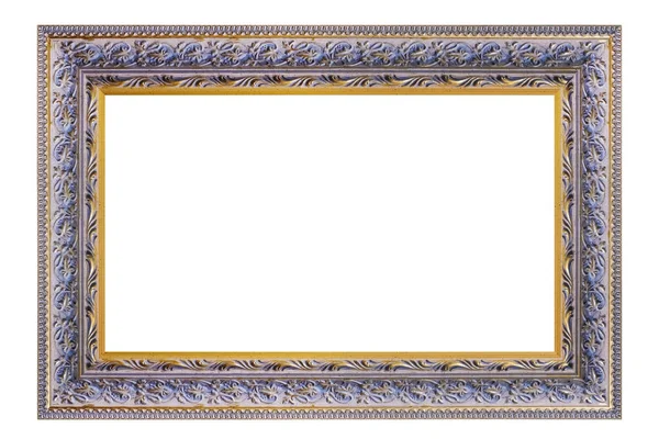 Vintage Rektangel Lila Och Gyllene Ram Vit Bakgrund Isolerade — Stockfoto