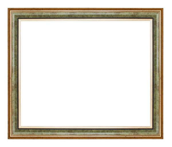Vintage Rectangle Green Golden Frame White Background Isolated — Stock Photo, Image