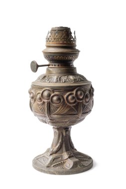 İzole beyaz zemin üzerine eski gaz lambası