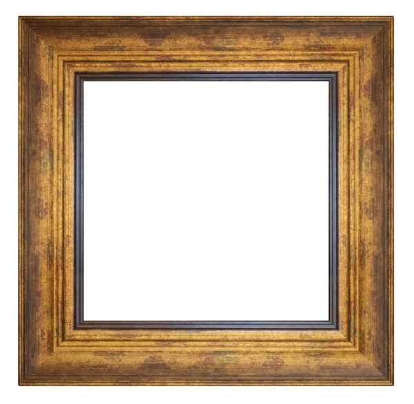 Vintage Square Golden Frame White Background Isolated — Stock Photo, Image