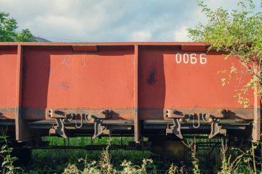 Ormandaki eski paslı terk edilmiş tren vagon