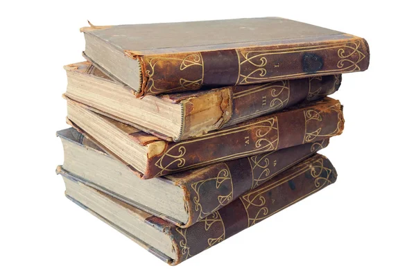 Pile Old Books White Background Isolated — Stock Photo, Image