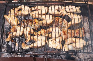 Izgara ızgara somon Balık parçaları 