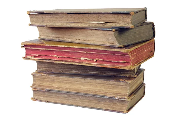 Pilha Livros Antigos Sobre Fundo Branco Isolado — Fotografia de Stock