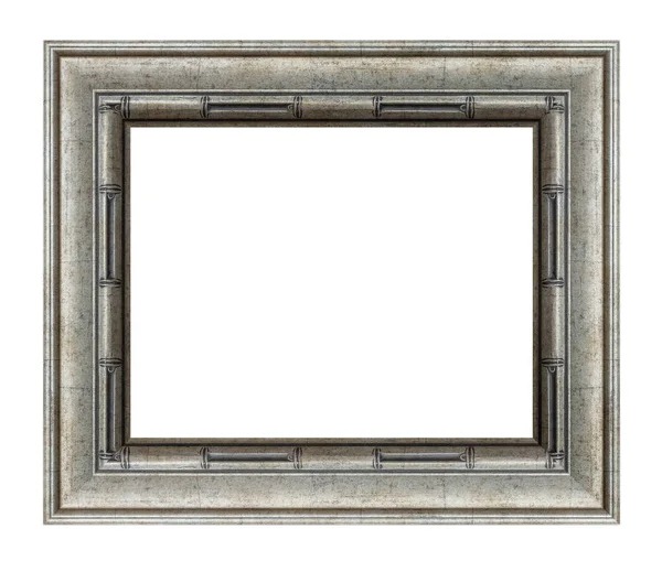 Retro Stříbrný Rámeček Bílém Pozadí Izolované — Stock fotografie