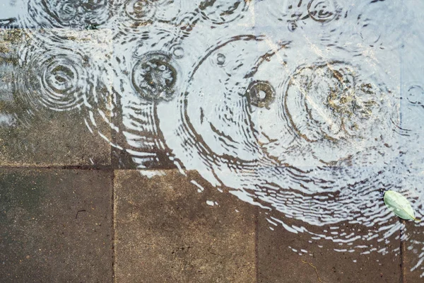Gotas Lluvia Sobre Pavimento Húmedo Vista Plana —  Fotos de Stock