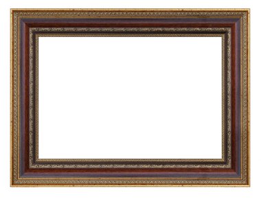 İzole beyaz bir arka plan üzerinde Vintage kahverengi ve altın çerçeve