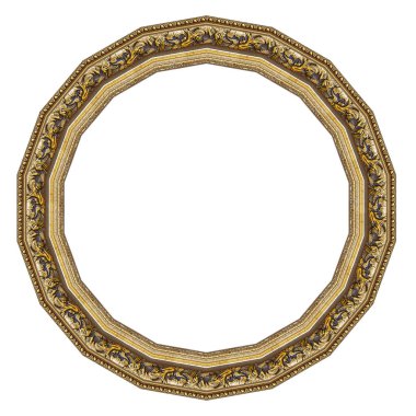 Vintage altın çerçeve izole beyaz bir arka plan üzerinde yuvarlak