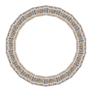 Vintage Fildişi yuvarlak çerçeve izole beyaz bir arka plan üzerinde