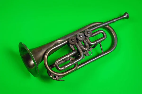 Old silver trumpet — Stock Photo, Image