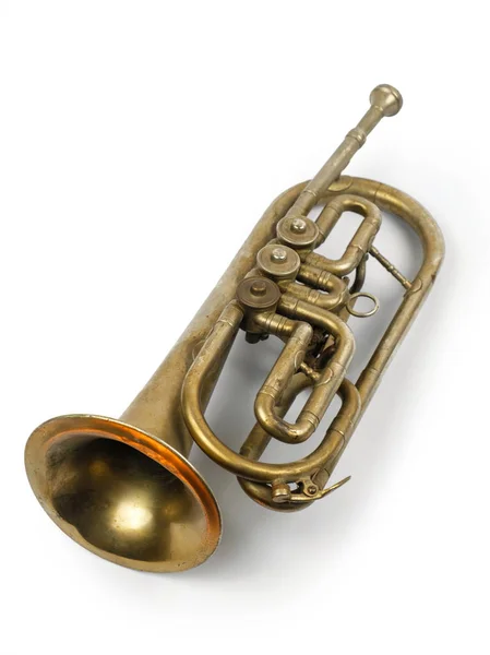 Vieja trompeta dorada — Foto de Stock