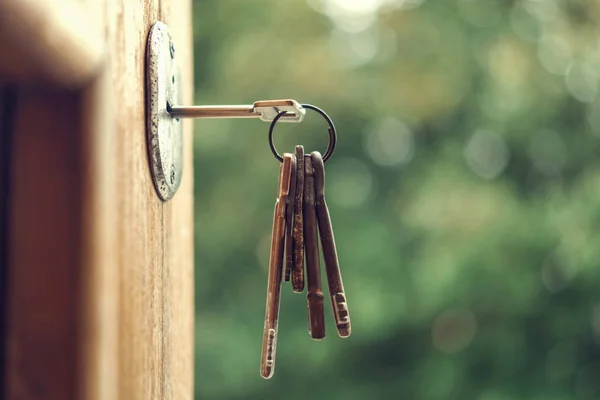 Key in door lock — Stock Photo, Image