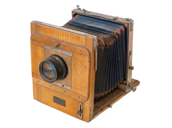 Old vintage wooden camera with lens Royalty Free Stock Photos