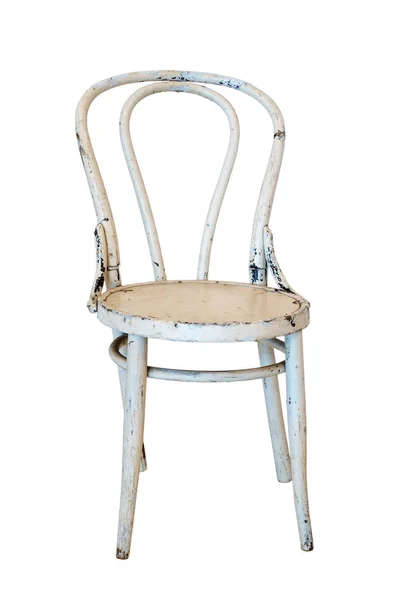 Старый старинный классический белый деревянный стул — стоковое фото