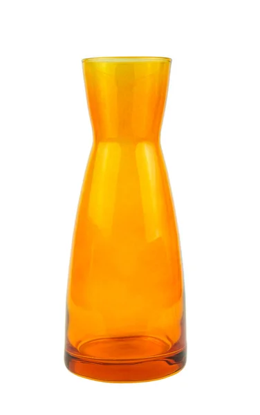 Pot Vase Décoratif Vide Verre Orange Isolé Sur Fond Blanc — Photo