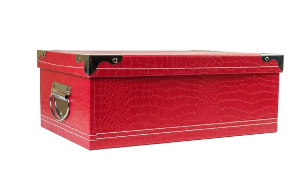 Красная Коробка Металлическими Ручками Искусственной Кожи — стоковое фото