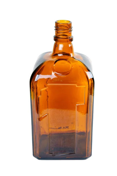 Gammal Vintage Brun Flaska Isolerad Vit Bakgrund — Stockfoto