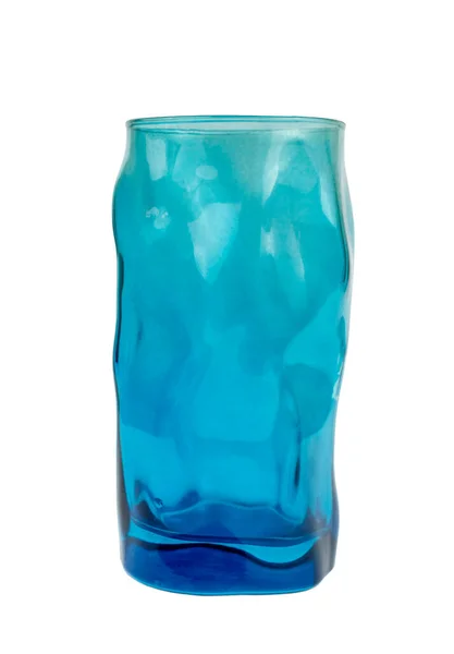 Frasco Vaso Azul Vidro Vazio Decorativo Isolado Sobre Fundo Branco — Fotografia de Stock