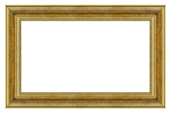 Vintage Golden Rectangle Ornate Frame White Background Isolated — Stock Photo, Image