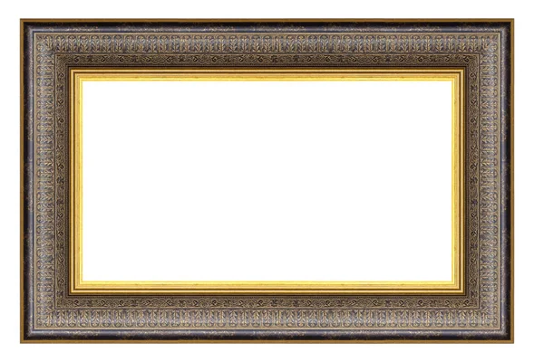 Quadro Retângulo Vintage Dourado Fundo Branco Isolado — Fotografia de Stock