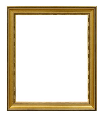 Beyaz bir arkaplanda, izole edilmiş altın antika dikdörtgen çerçeve