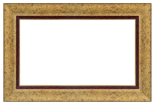 Golden Vintage Rektangel Ram Vit Bakgrund Isolerad — Stockfoto