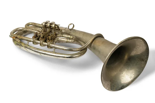 Altes Vintage Tenorhorn Auf Weißem Hintergrund Isoliert — Stockfoto