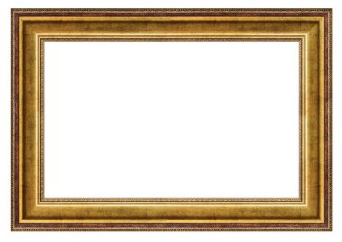 Beyaz bir arkaplanda, izole edilmiş altın antika dikdörtgen çerçeve