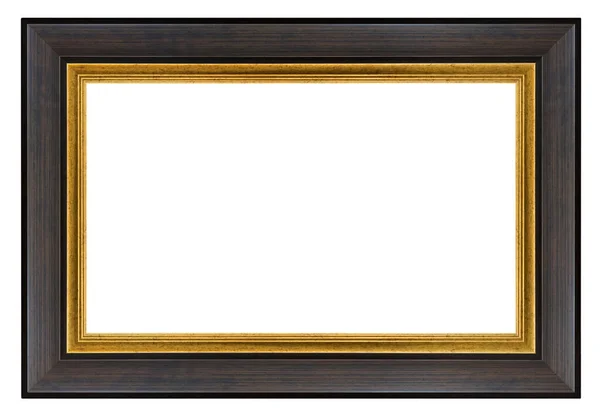 Vintage Donkerbruine Rechthoek Versierd Frame Met Gouden Lijnen Een Witte — Stockfoto