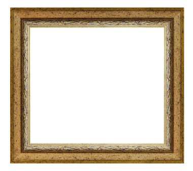 Beyaz arka planda, izole edilmiş, klasik ahşap desenli kare çerçeve