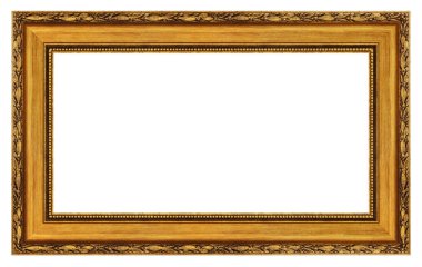 Beyaz bir arkaplanda izole edilmiş eski klasik altın çerçeve