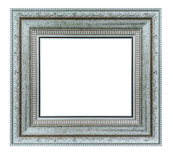 Alter Quadratischer Silberner Rahmen Isoliert Auf Weißem Hintergrund — Stockfoto