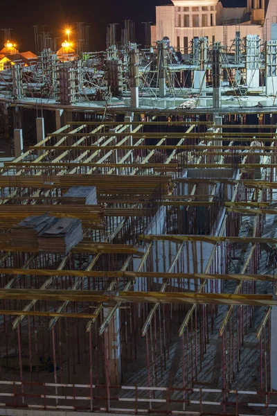 Empty Illuminated Construction Site Night — Stock Photo, Image