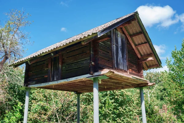 Uma Antiga Cabana Armazenamento Madeira Para Milho Aldeia — Fotografia de Stock