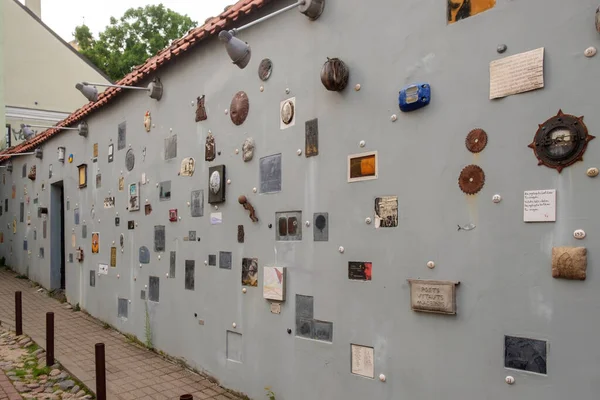 Vilnius, Lithuania, June 19,  2025. Literature Street in the Old Town of the Lithuanian capital Vilnius, Lithuanian writers wall