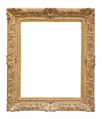 Beyaz arkaplanda izole edilmiş eski tarz altın çerçeve
