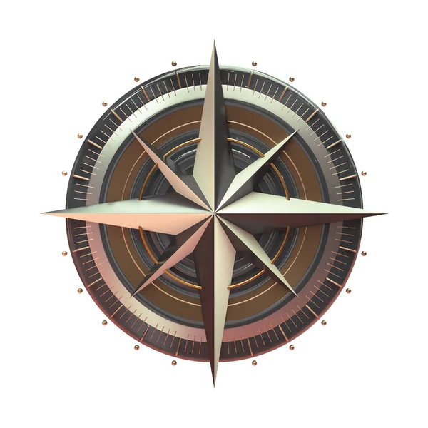 Trend Compass Rose Metalen Geïsoleerde Achtergrond Voor Ontwerp Advertenties Enz — Stockfoto