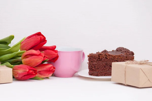 Tulipes Cadeaux Gâteau Tasse Pour Mère Femme Fille Fille Avec — Photo