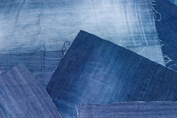 Blue Verschiedene Jeans Hintergrund Jeans Textur Stoff — Stockfoto