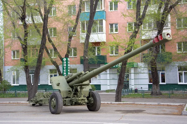 Russian Military Equipment Close City Peace Time Artillery Gun — Stock Photo, Image