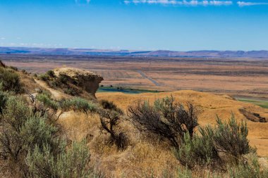 Doğu Washington Palouse geniş genişlik Çöl manzaralı mavi gökyüzü ve bulutlar
