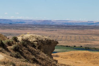 Doğu Washington Palouse geniş genişlik Çöl manzaralı mavi gökyüzü ve bulutlar