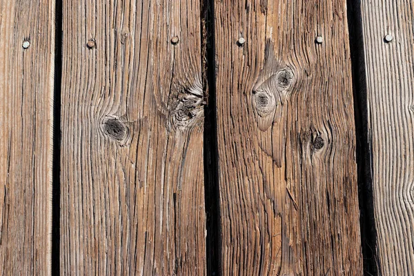 Aged Wooden Planks Nailed Boardwalk Knots — Stock Photo, Image