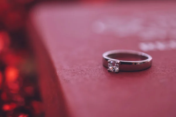 Close Wedding Red Box Wedding Love Valentine Day — стоковое фото