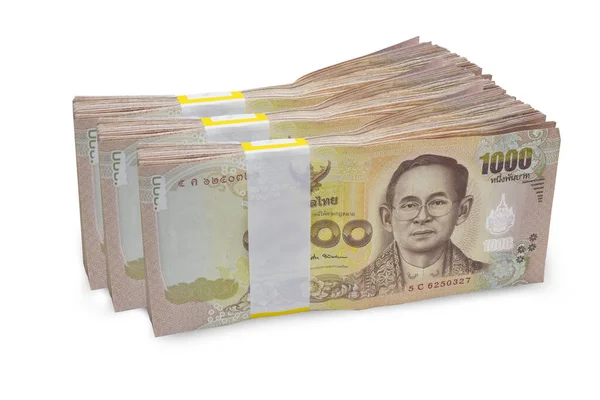 Nota Banho Tailandesa Dinheiro Tailandês Sobre Fundo Branco — Fotografia de Stock