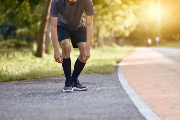 Asyalı koşucu sabah şehir parkında koşuyor.