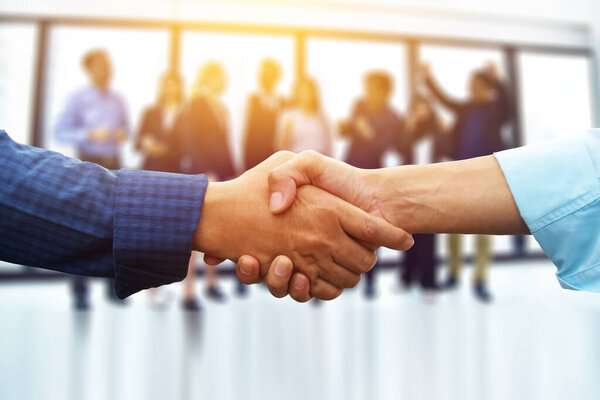 Close up people hands shake business partnership success,Shake hand concept