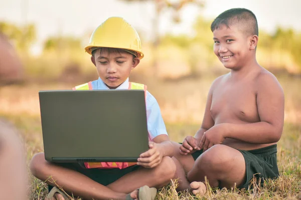 Children are studying distance via the internet,Distance learning system via the internet