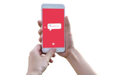 Mobil akıllı telefon sohbeti aşk mesajı teknolojisi Sevgililer Günü konsepti