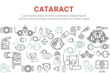 Katarakt, glokom, göz hastalıkları lineer web afiş.